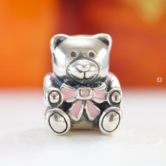 Pandora "It's A Girl"Teddy Bear Bead Charm 791124EN24 - Picture 1 of 3